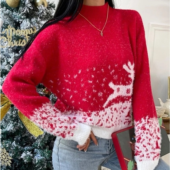 New Holiday pattern mock neck sweater - Picture 4 of 6